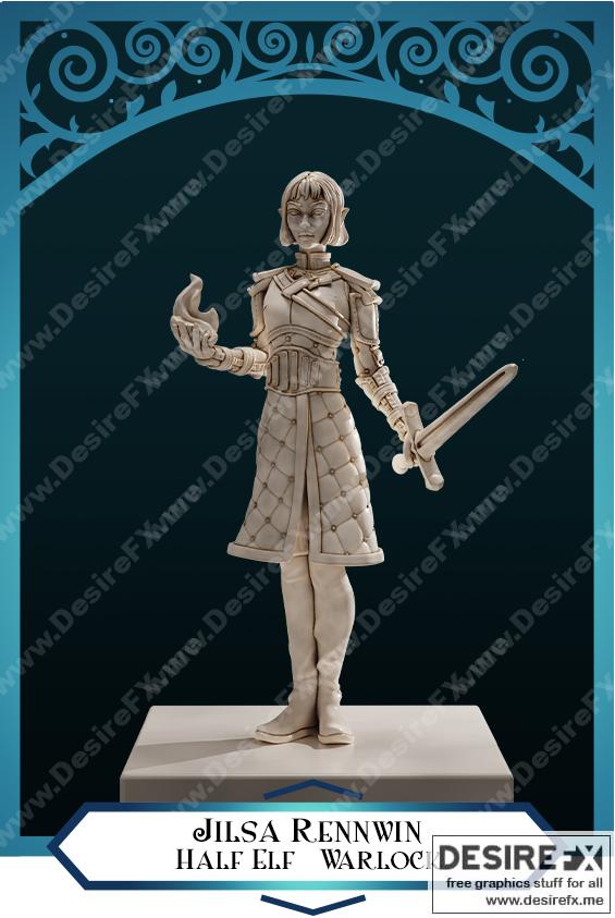 半精灵术士模型——吉尔萨·雷恩温|Half-Elf Warlock – Jilsa Rennwin – 3D Print Model STL