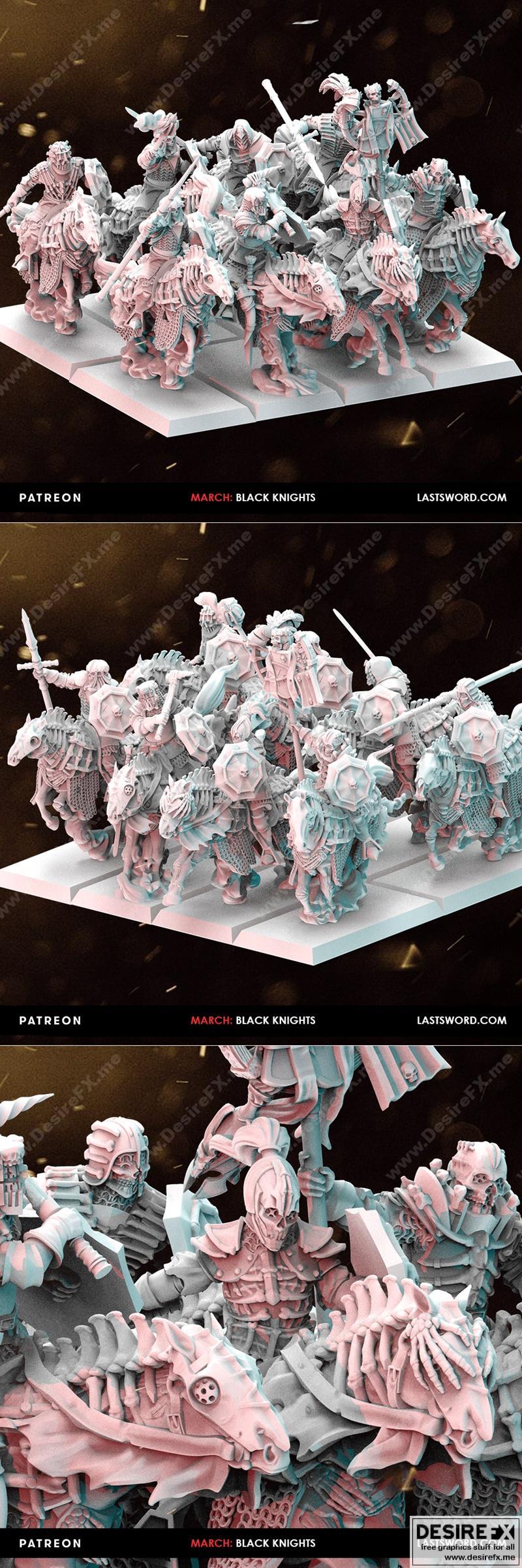 Last Sword迷你模型——黑骑士3D打印雕塑|Last Sword Miniatures – Black Knights – 3D Print Model STL