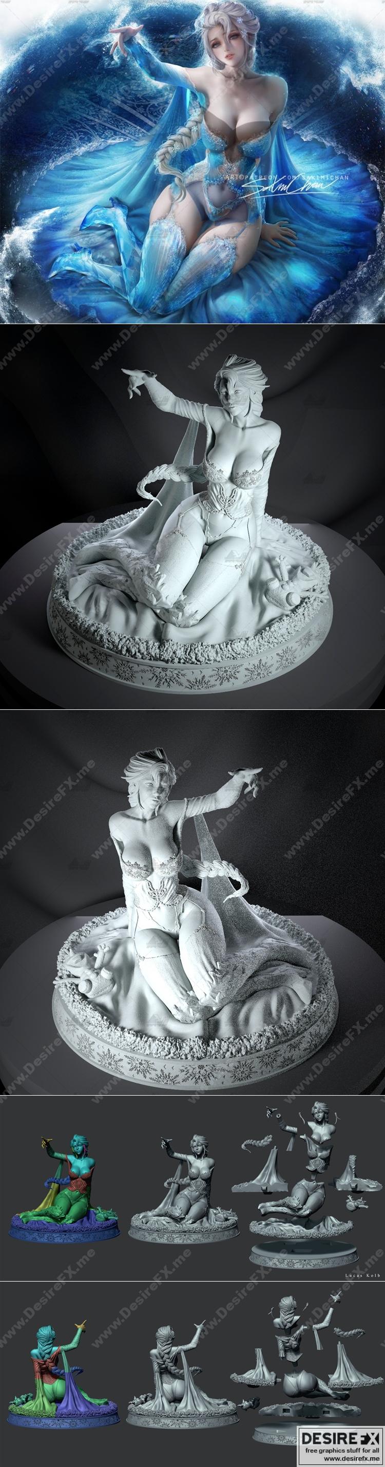 冰雪奇缘 Elsa 3D打印模型|Frozen Elsa – 3D Print Model STL