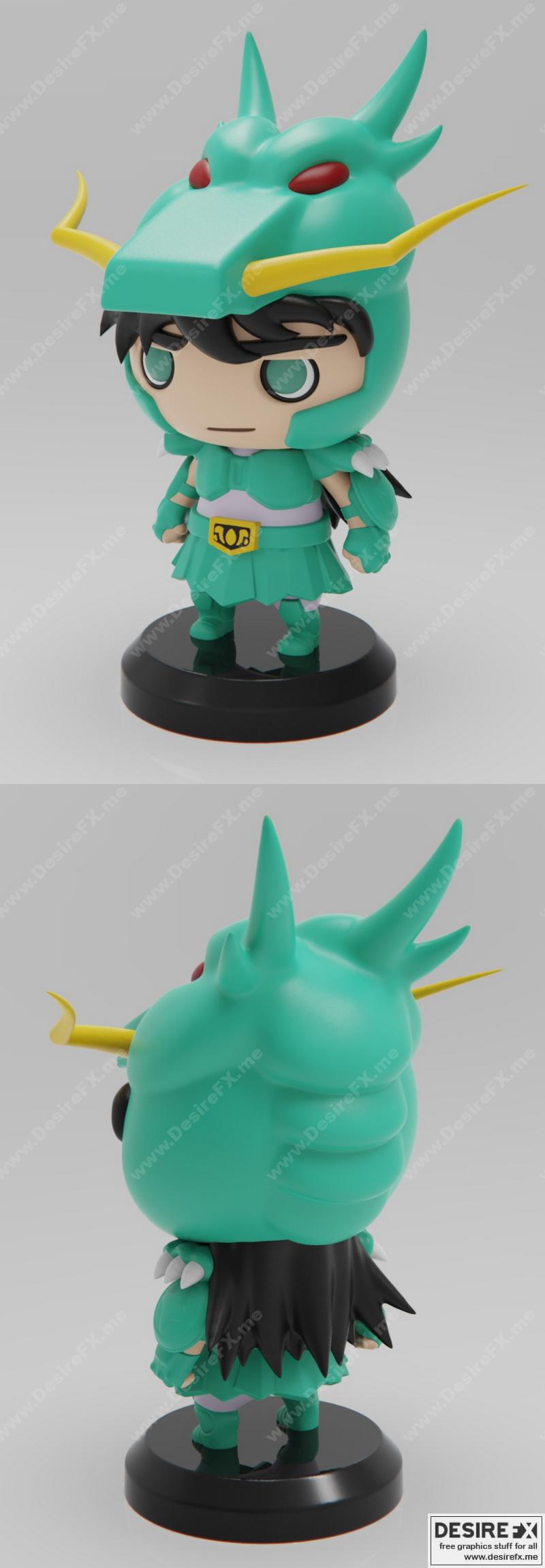 PlaKit 小龙罗什 3D打印模型|PlaKit – Mini Dragon Shiryu – Zodiac Knights