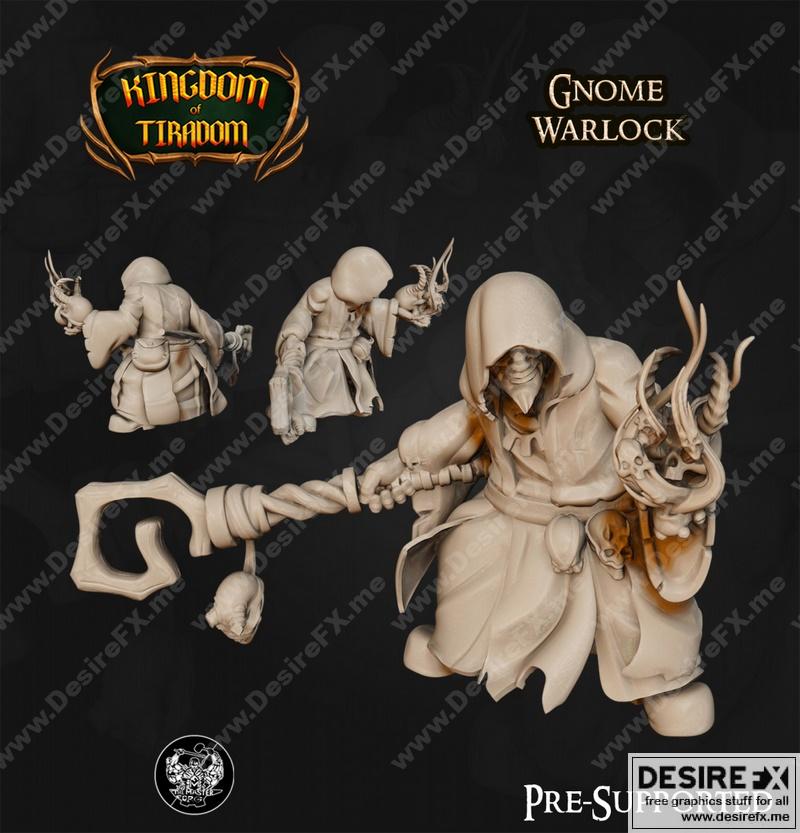 提拉多姆王国——小矮人战法术师 3D打印模型|Kingdom of Tiradom – Gnome Warlock – 3D Print Model