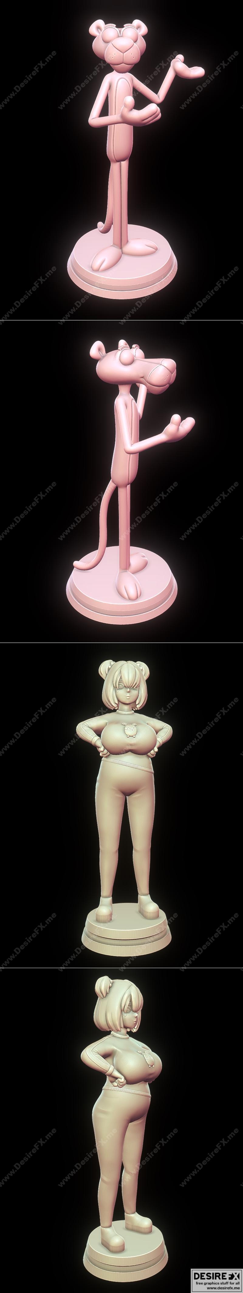 Pink Panther与E9《Yolkian》中的女武神——3D打印模型|Pink Panther and E9 Yolkian – Valkyrie Drive Mermaid – 3D Print Model STL