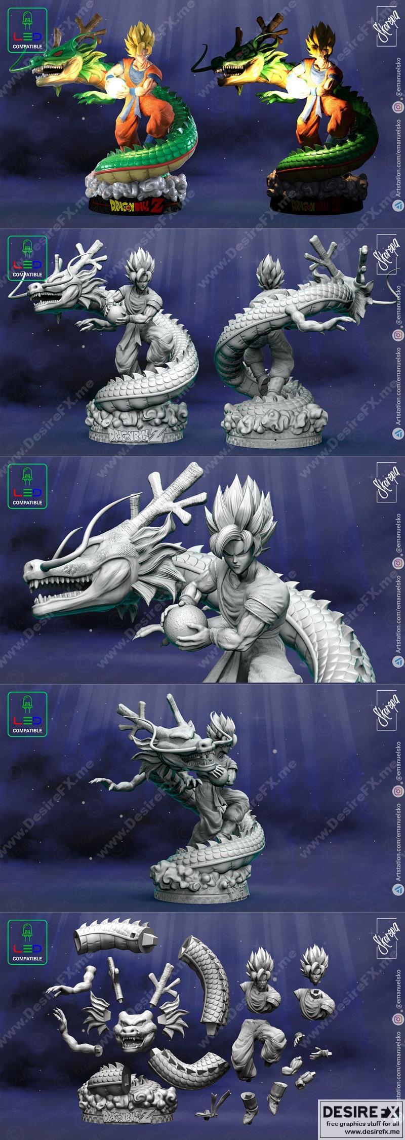 悟空与神龙 3D打印模型|Goku and Shenlong – 3D Print Model STL