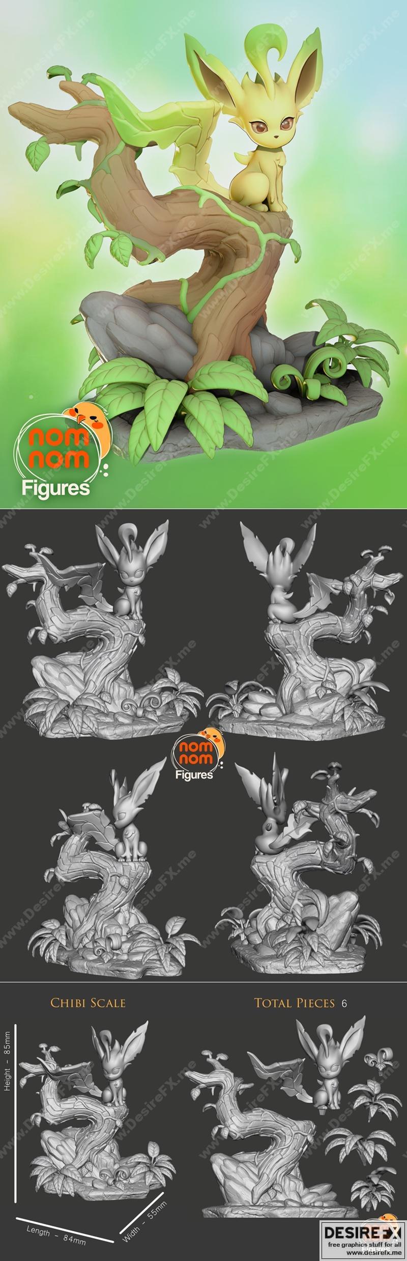 Leafeon 3D打印模型|Nomnom Figures Leafeon – 3D Print Model STL