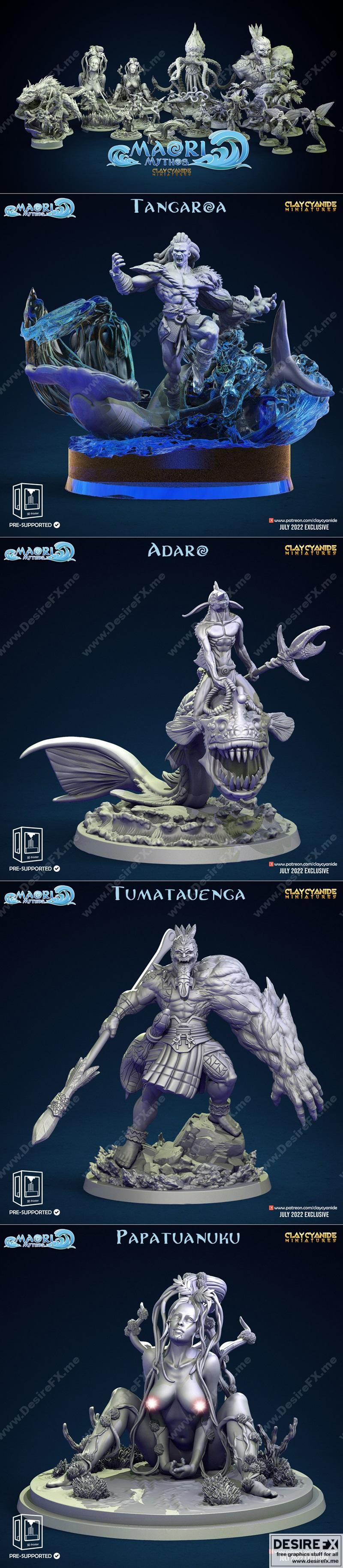 孟加拉神话迷你模型——3D打印雕塑STL|Clay Cyanide Miniatures – Maori Mythos – 3D Print Model STL