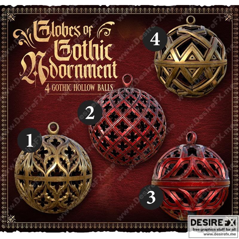 哥特风圣诞装饰球 3D打印模型|Raging Heroes Xmas – Globes of Gothic Adorment – 3D Print Model STL