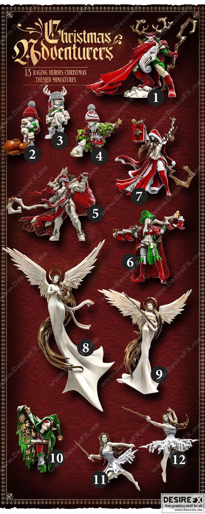 Raging Heroes圣诞冒险者3D打印模型|Raging Heroes Xmas – Christmas Adventurers – 3D Print Model STL