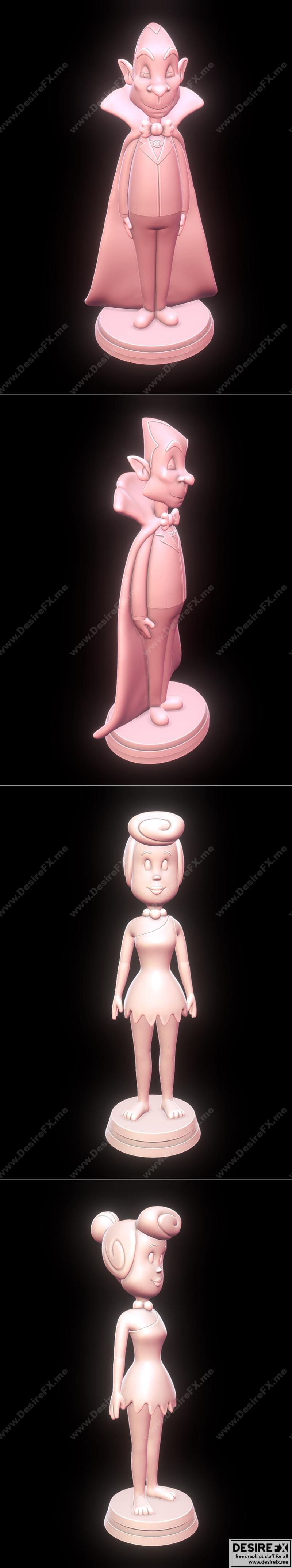 德拉克与威尔玛·弗林ston——飞天恐龙3D打印模型|Drac – Monster Mash and Wilma Flintstone – The Flintstones – 3D Print Model STL