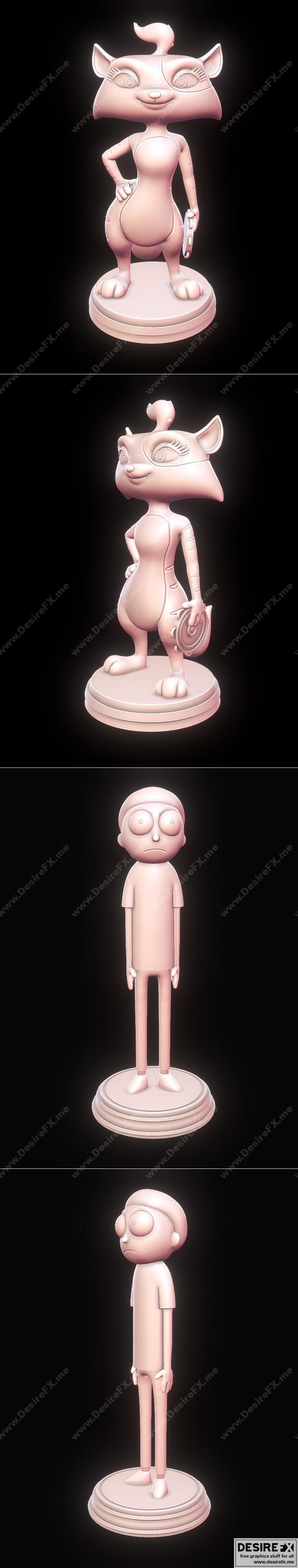 田园猫咪与巴恩yard的莫蒂·史密斯——3D打印模型|Tambourine Cat – Barnyard and Morty Smith – 3D Print Model STL