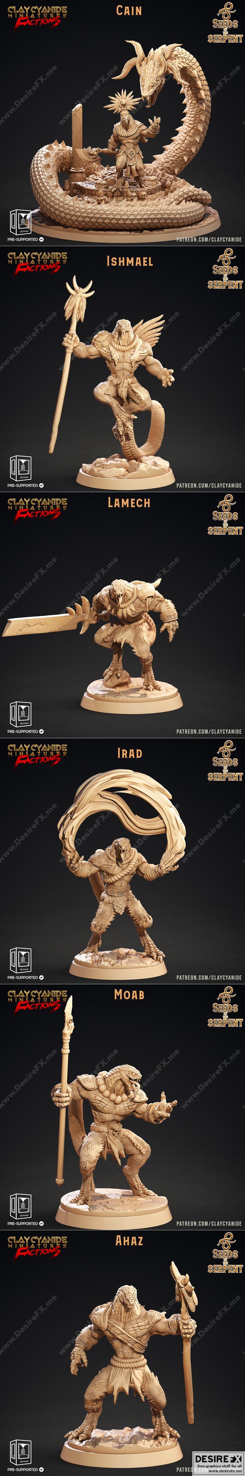 克莱因蓝迷你模型：蛇之种子 3D打印雕塑|Clay Cyanide Miniatures – Seeds of the Serpent – 3D Print Model STL