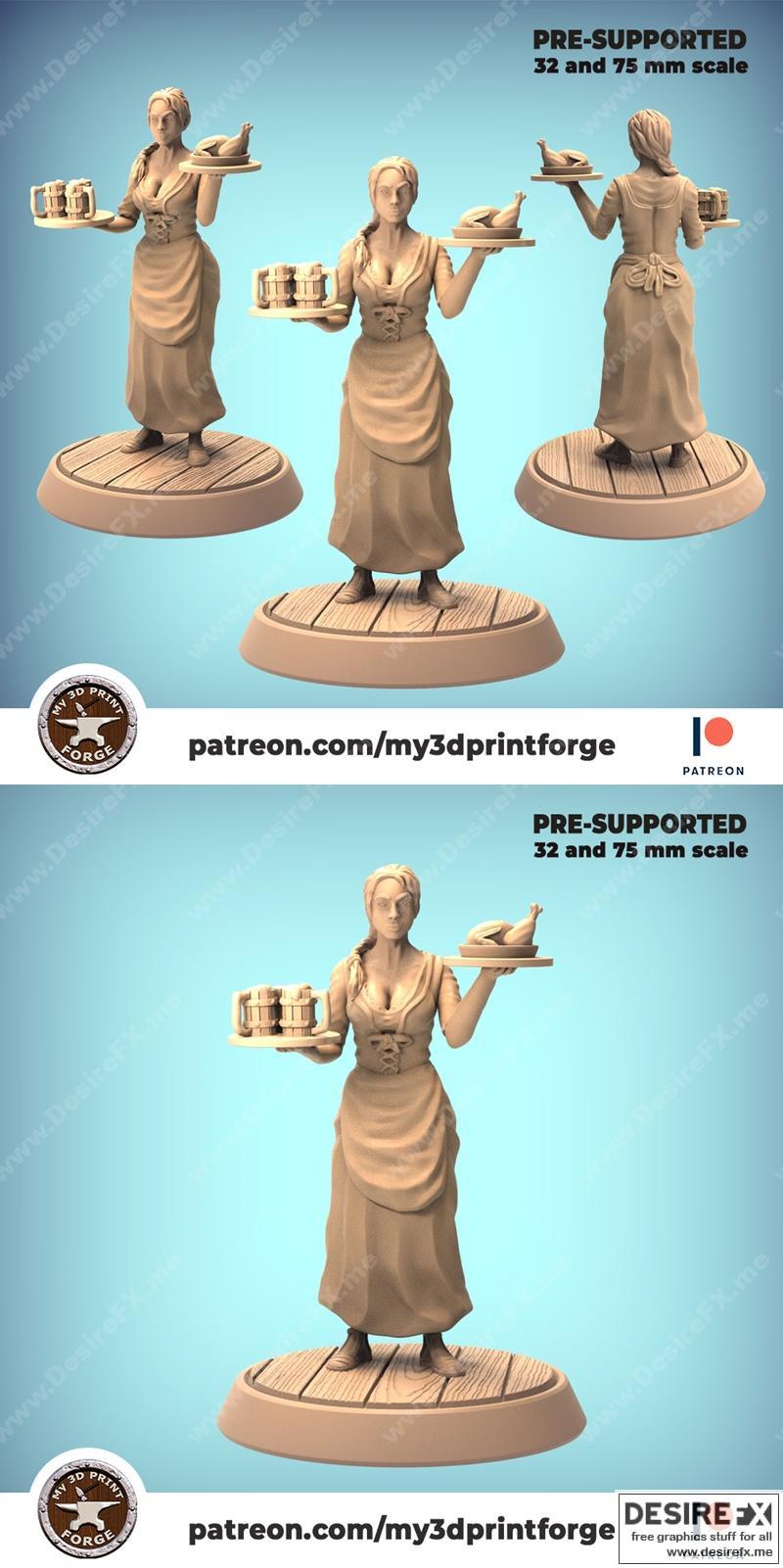 My3DPrintForge - 杠铃酒保 - 3D打印模型|My3DPrintForge – Barmaid – 3D Print Model STL