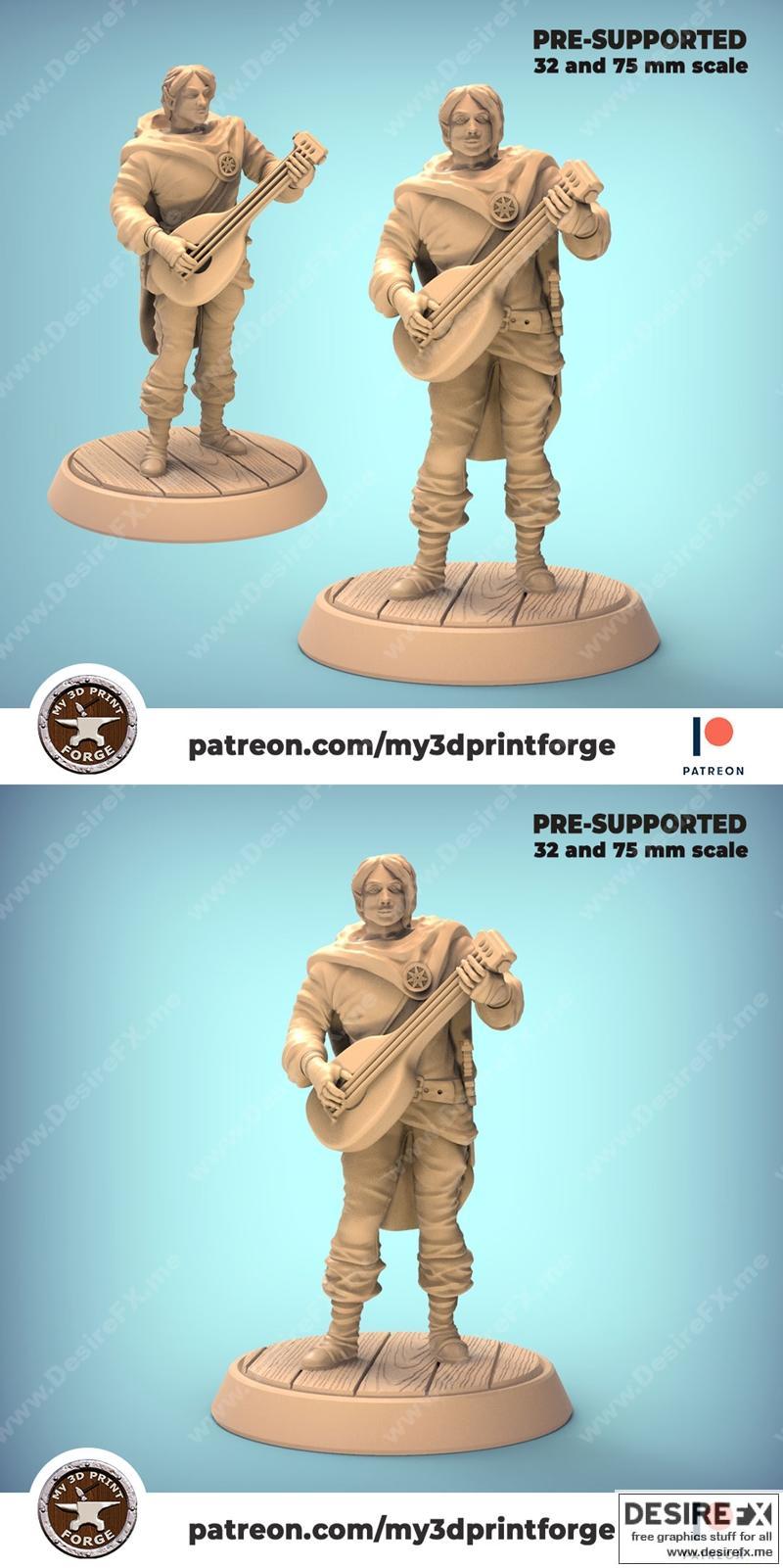 My3DPrintForge - 半精灵圆桌骑士 - 3D打印模型|My3DPrintForge – Half-Elf Bard – 3D Print Model STL