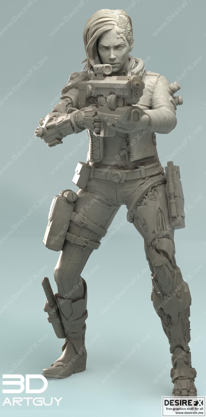 赛博朋克赏金猎人姿势三 3D打印模型|Cyberpunk Bounty Hunter Pose Three – 3D Print Model