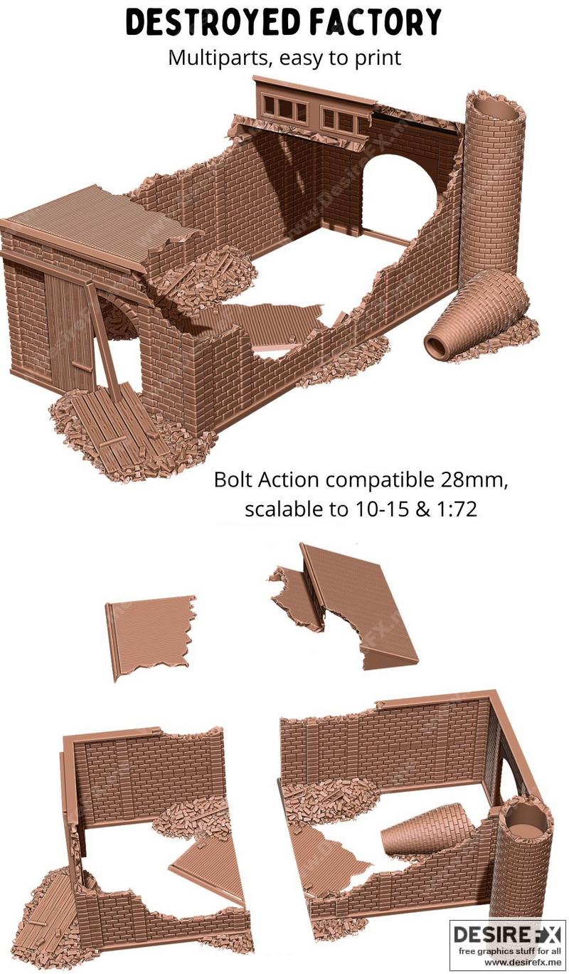 毁灭工厂 3D打印模型|Destroyed Factory – 3D Print Model