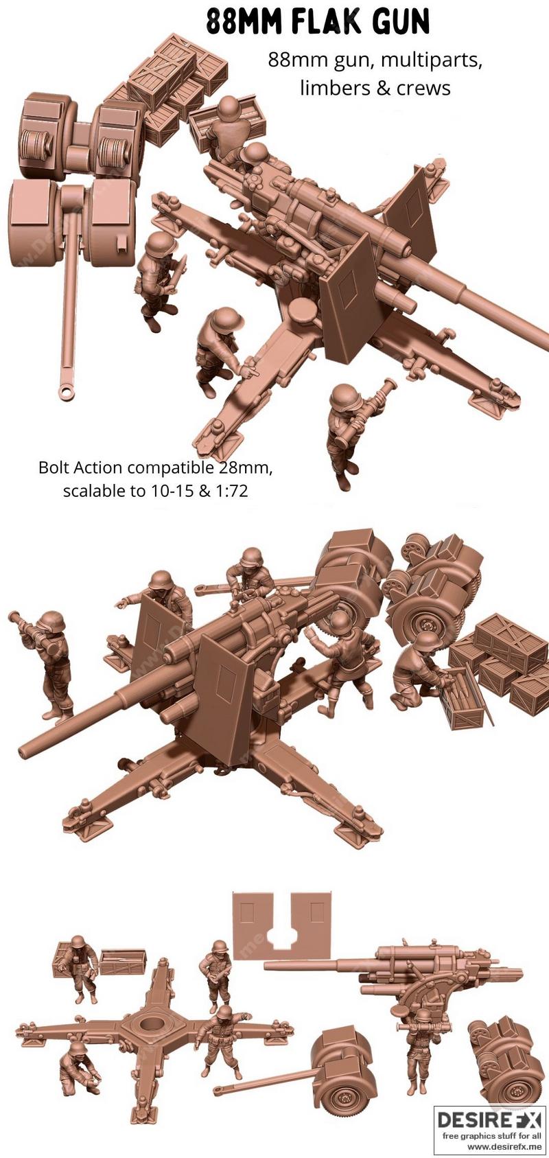 88毫米高射炮 3D打印模型|88mm Flak Gun – 3D Print Model