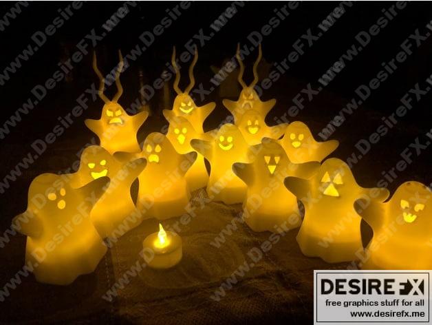 万圣节幽灵LED灯（蜡烛式）3D打印模型|Halloween Ghosts with LED (tea light) – 3D Print Model STL