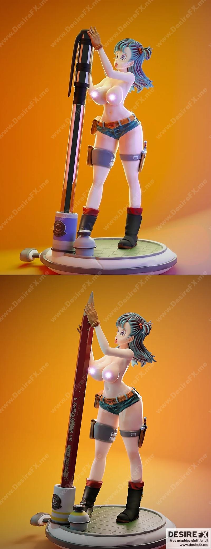 Bulma 裸体 3D打印模型|Bulma Lapicero Topless – 3D Print Model STL