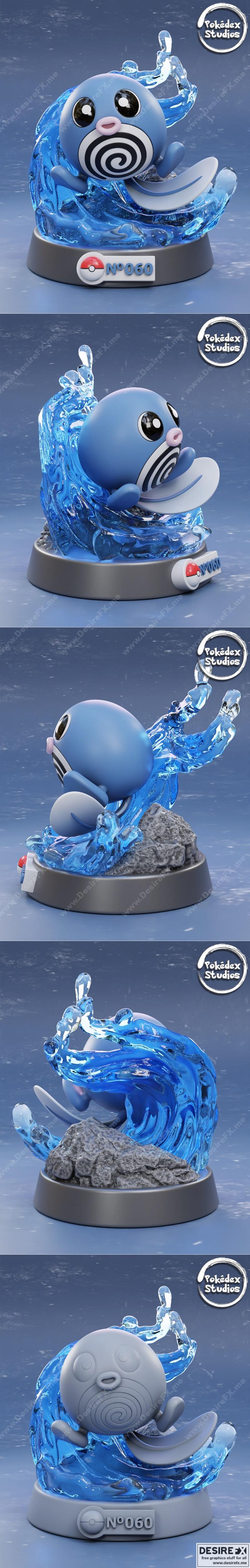 Pokédex工作室-060小火龙-3D打印模型|Pokédex Studios – 060 Poliwag – 3D Print Model STL