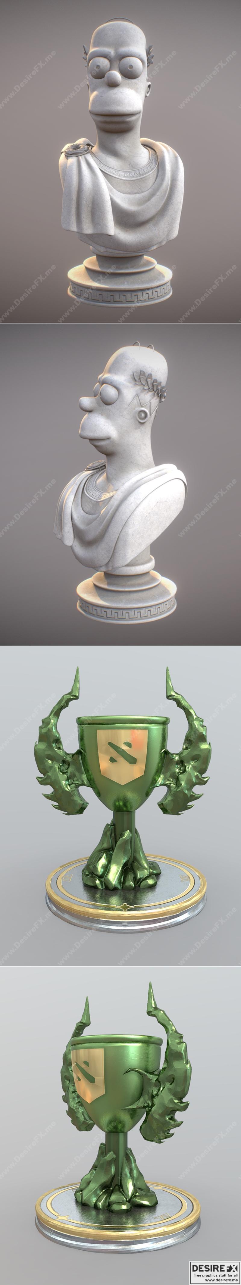 霍梅尔与DOTA2——Battle Cup 3D打印模型|Emperor Homer and Dota 2 – Battle Cup – 3D Print Model STL