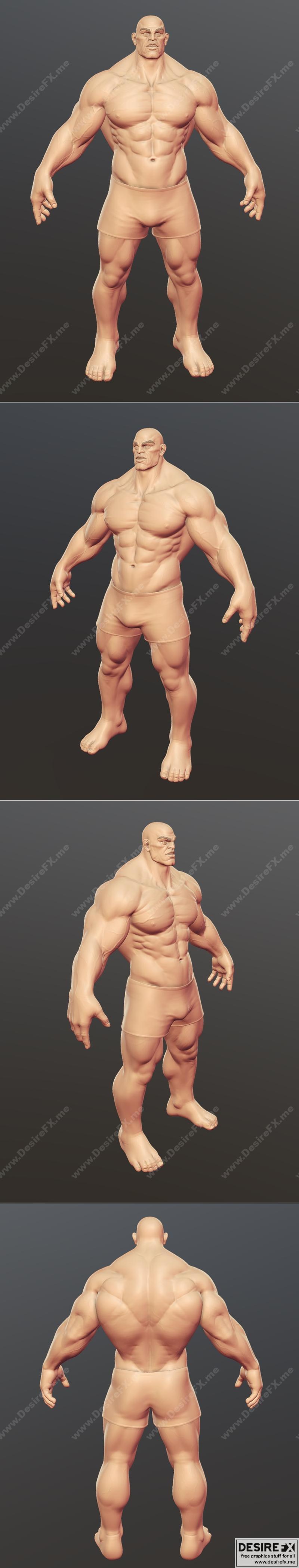 肌肉男 Basemesh - 3D打印模型|Muscular Man Basemesh – 3D Print Model STL