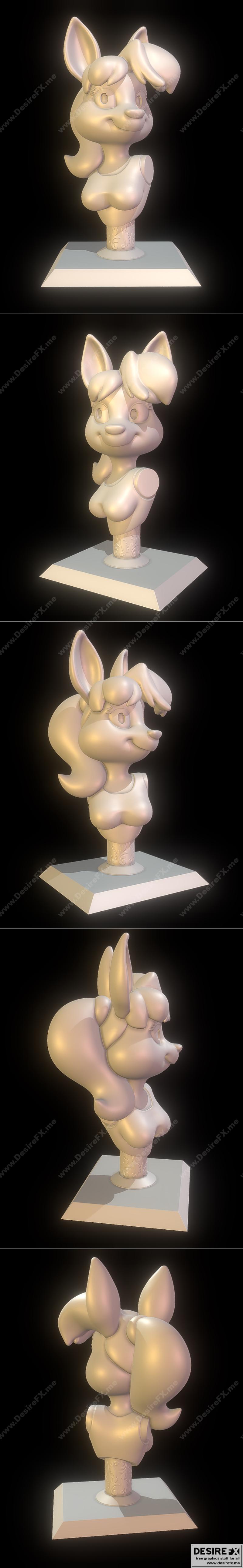 Rosana 水母系女性角色 3D打印模型|Rosana Anthro Doe Bust – 3D Print Model STL