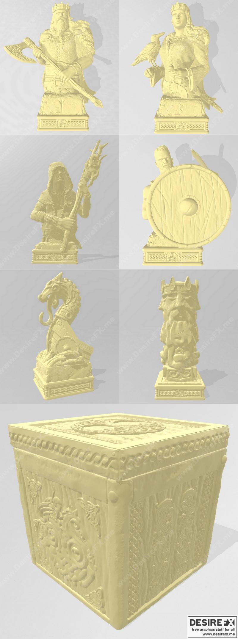 维京棋盘模型 3D打印|Viking Chess Set – 3D Print Model