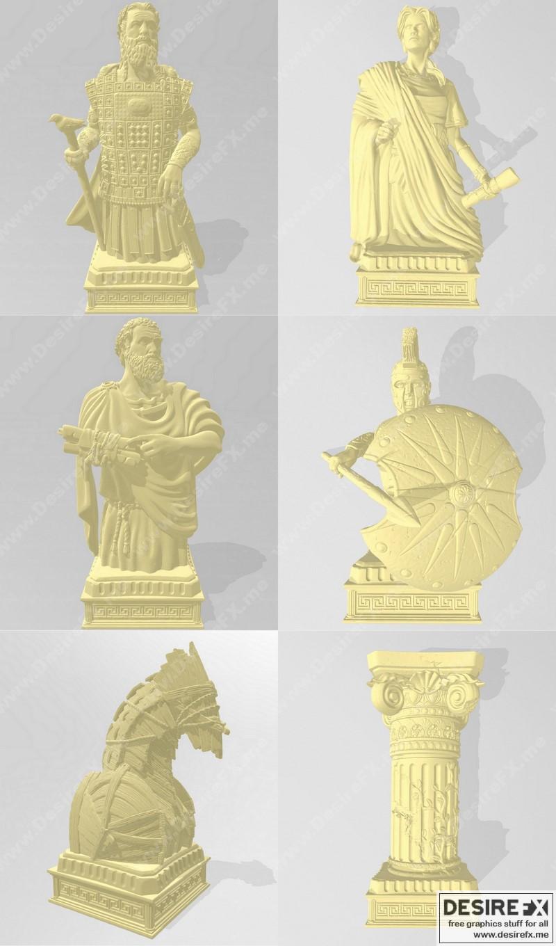 希腊棋盘3D打印模型|Greek Chess Set – 3D Print Model