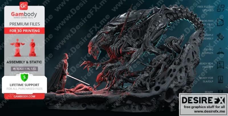 Gambody - 《异星女王 vs达斯维达》3D打印模型|Gambody – Alien Queen vs Darth Vader – 3D Print Model STL