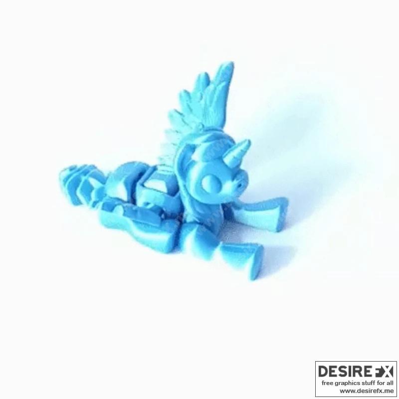 可折叠飞天独角兽3D打印模型|Articulated Flexi – Flying Unicorn – 3D Print Model STL