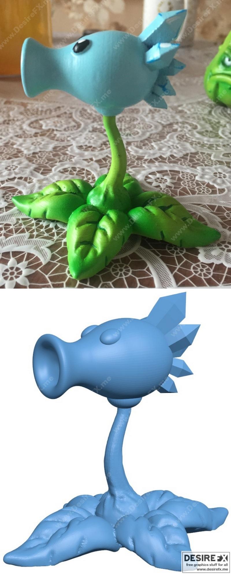 植物大战僵尸 冰向日葵 3D打印模型|Plants VS Zombies – Ice Peashooter – 3D Print Model