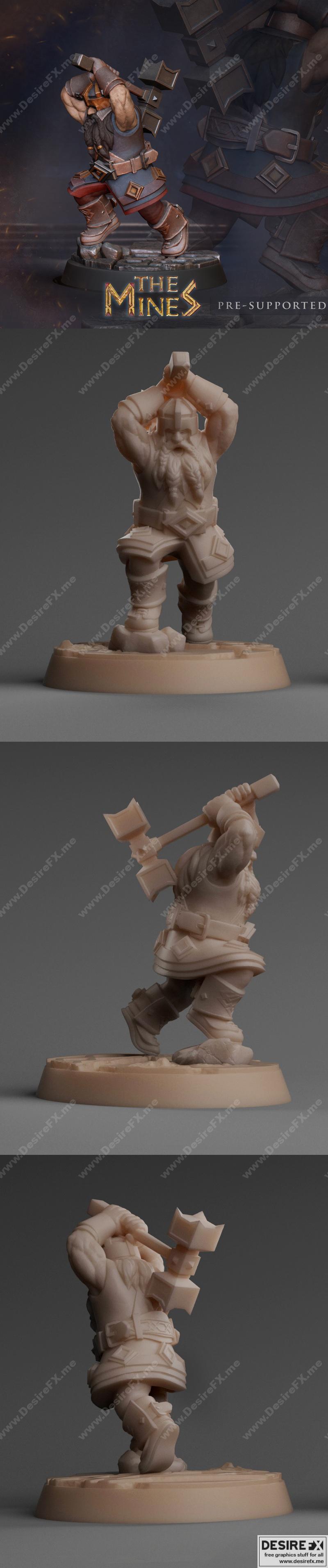 锤子矮人——3D打印模型|Dwarf with hammer – 3D Print Model