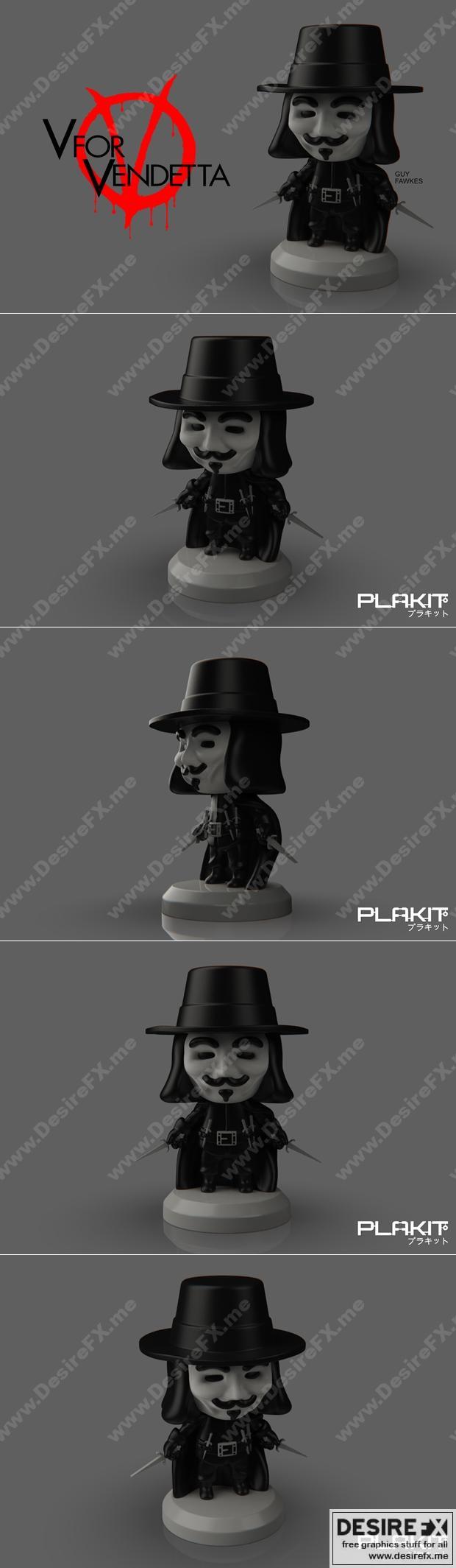 PlaKit - 伏地魔 - 3D打印模型|PlaKit – V Guy Fawkes – 3D Print Model STL