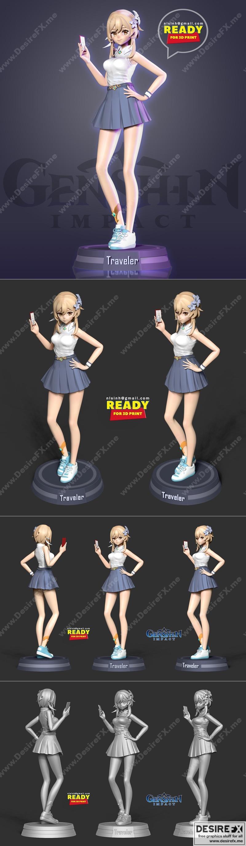 原神角色3D打印模型|Traveler – Genshin Impact Fanart – 3D Print Model STL