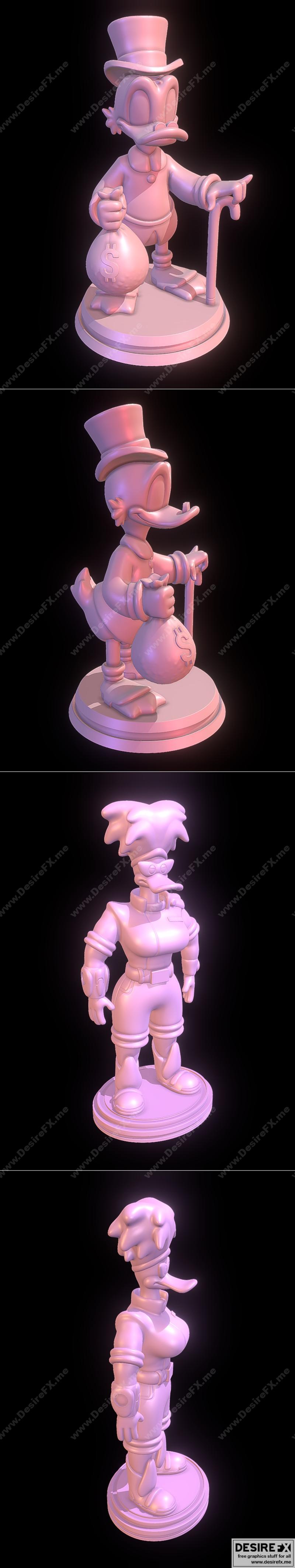 泰迪熊与 Scrooge McDuck 3D打印模型|Tanya Vanderflock – Mighty Ducks and Scrooge McDuck – 3D Print Model STL