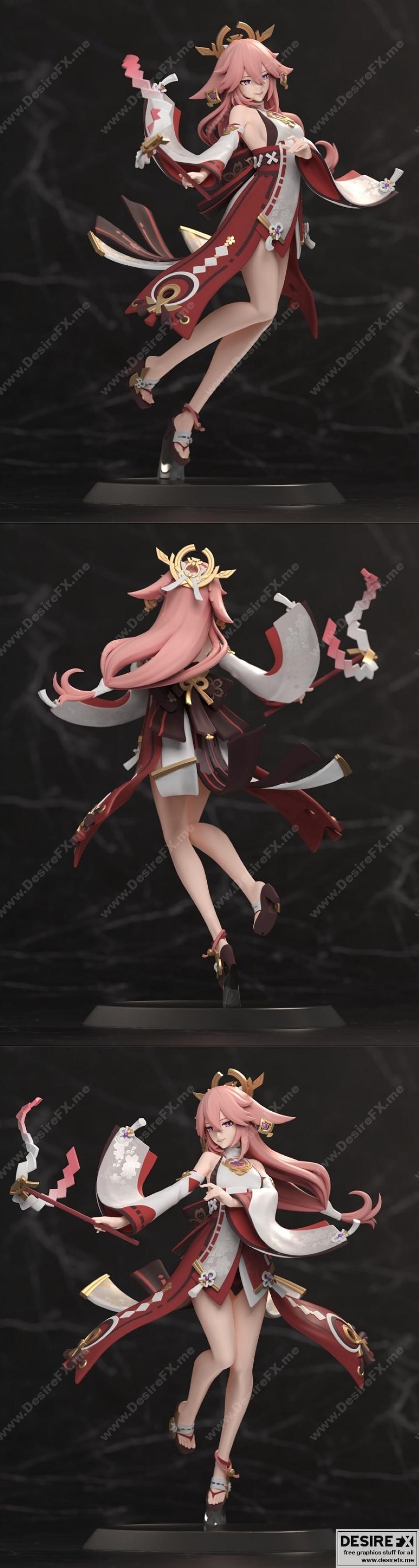 原神·耶亚米科·3D打印模型|Yae Miko – Genshin Impact – 3d print model