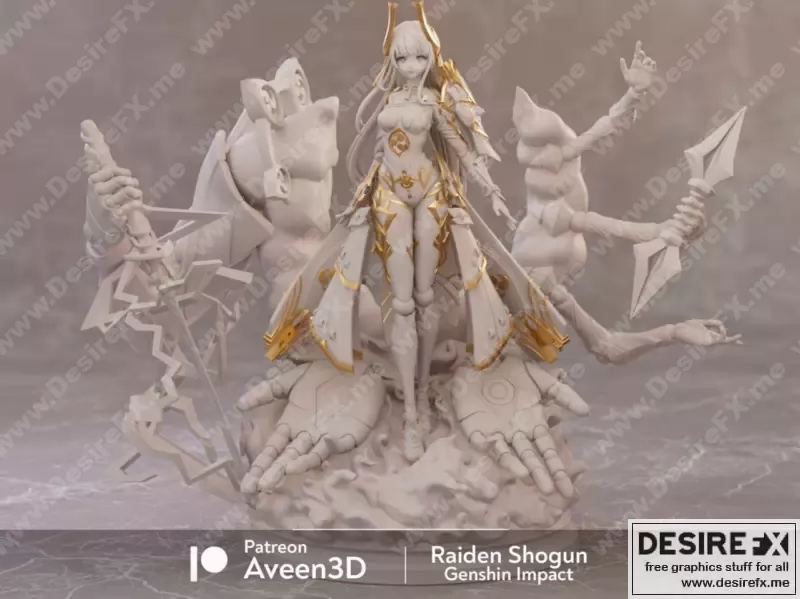 原神-雷电将军-3D打印模型|Raiden Shogun – Genshin Impact – 3D Print Model STL