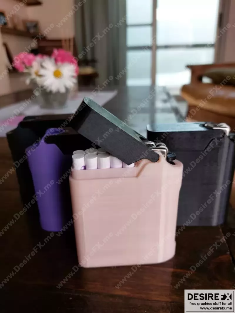 烟灰缸与打火机架 – 3D打印模型|Cigarette an lighter holder – 3D Print Model STL