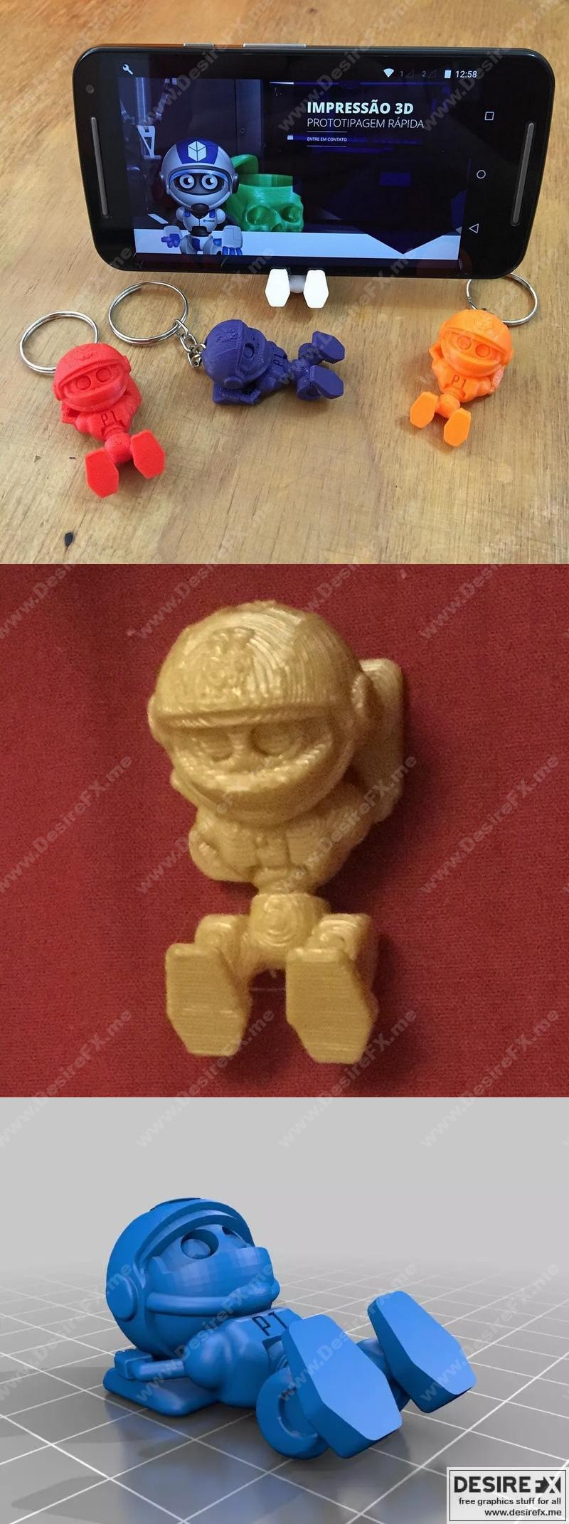 黄金男孩手机架钥匙扣——3D打印模型|P1 Golden Boy Phone Stand Keychain – 3D Print Model