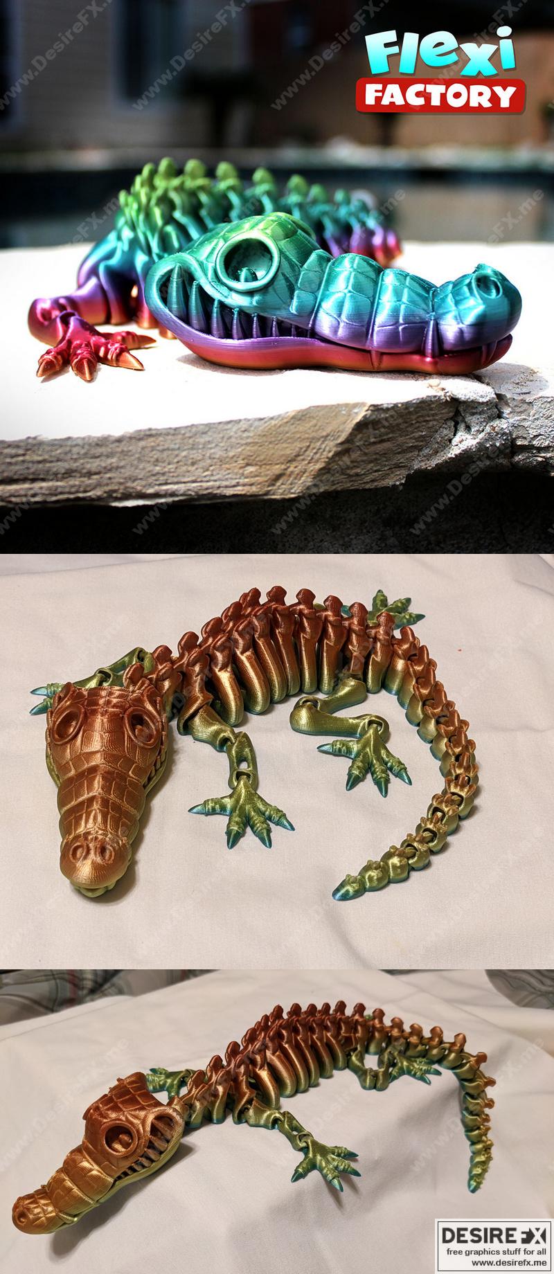 灵活鳄鱼——3D打印模型|Flexi Crocodile – 3D Print Model