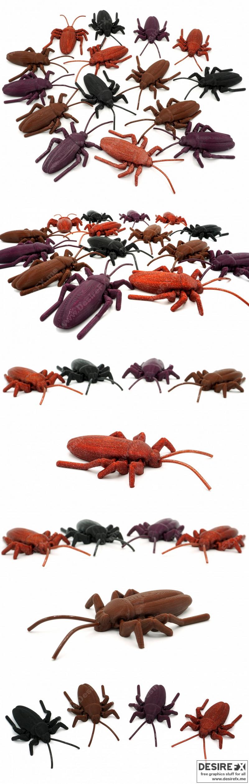 可打印的机械虫子模型——来自动漫游戏中的拟态昆虫角色|Articulated Roach – 3D Print Model