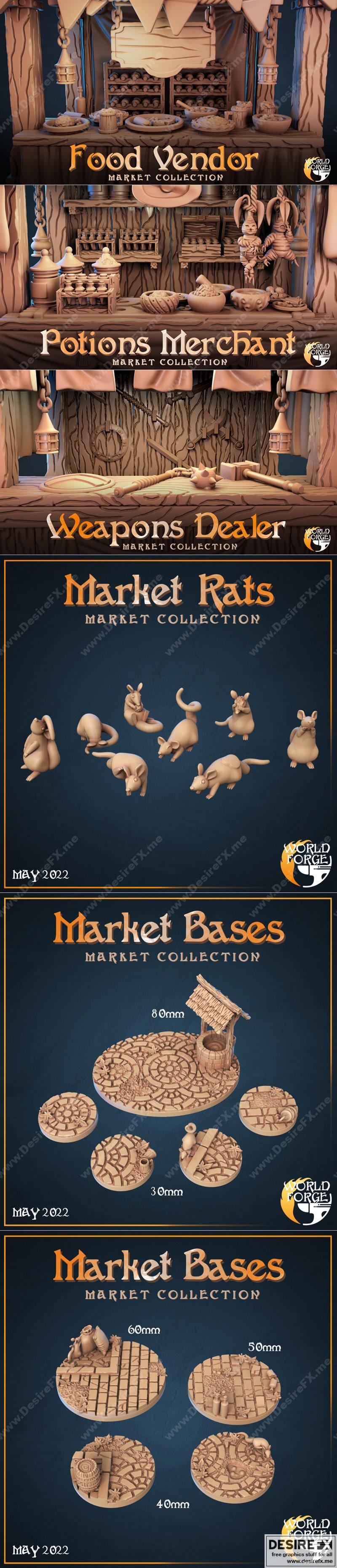 世界锻造迷你模型——金叶市场系列3D打印模型|World Forge Miniatures – The Goldenleaf Market Collection – 3D Print Model STL