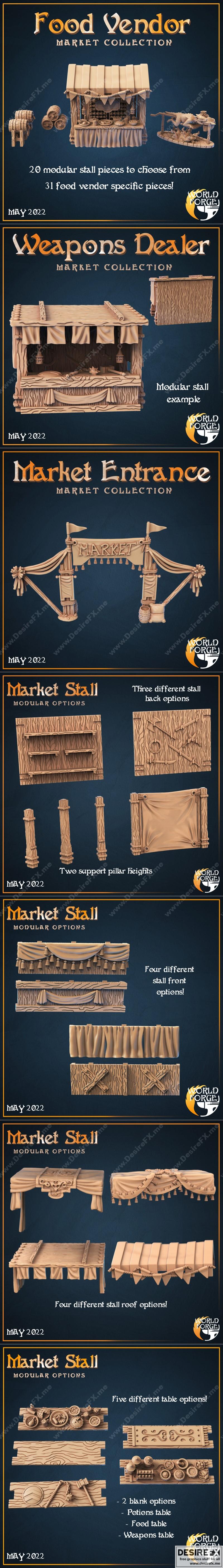 世界锻造迷你模型——金叶市场系列3D打印模型|World Forge Miniatures – The Goldenleaf Market Collection – 3D Print Model STL