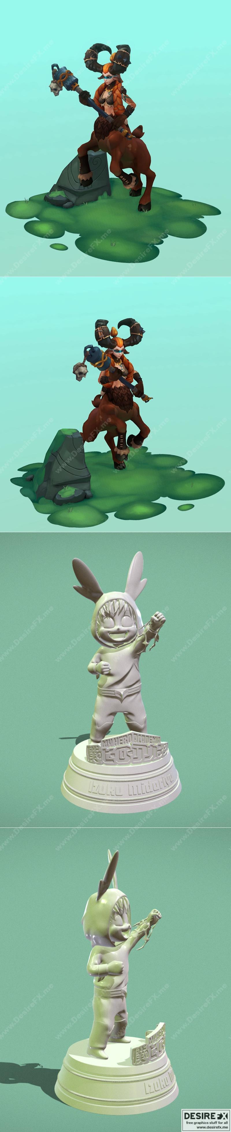 三只眼与英雄：我的英雄学院伊祖库·米迪亚亚3D打印模型|Centaur Viking (Baldi Konijn) and Izuku Midoriya – Boku no Hero Academia – 3D Print Model STL