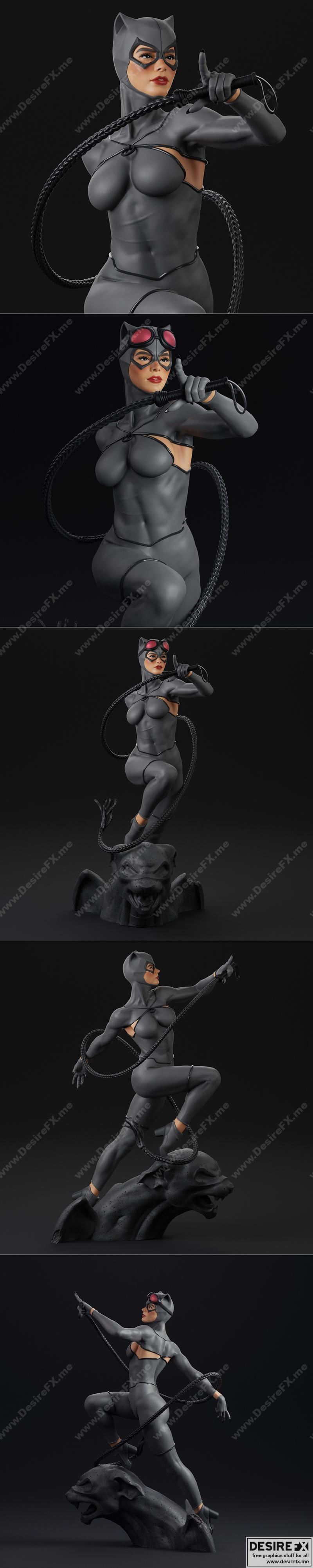猫娘，喉咙——3D打印模型|Mulher-Gato, Gargula – 3D Print Model STL