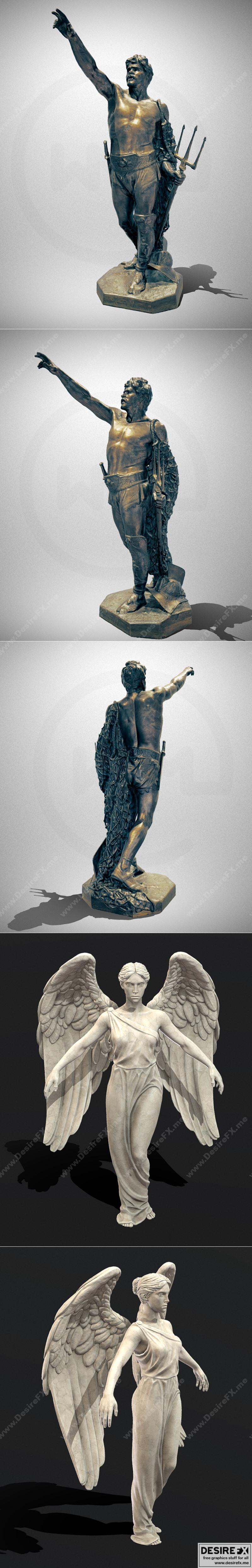 罗马角斗士与天使雕塑 3D打印模型 STL|Sculpture of a Roman gladiator and Angel Statue – 3D Print Model STL