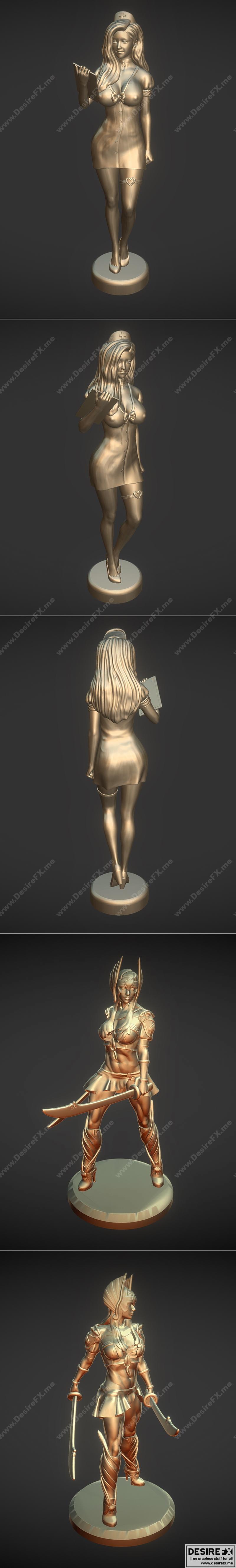 动漫游戏角色3D打印模型：Figure 2 人物模型|Anime2 girl and Figure 2 – 3D Print Model STL