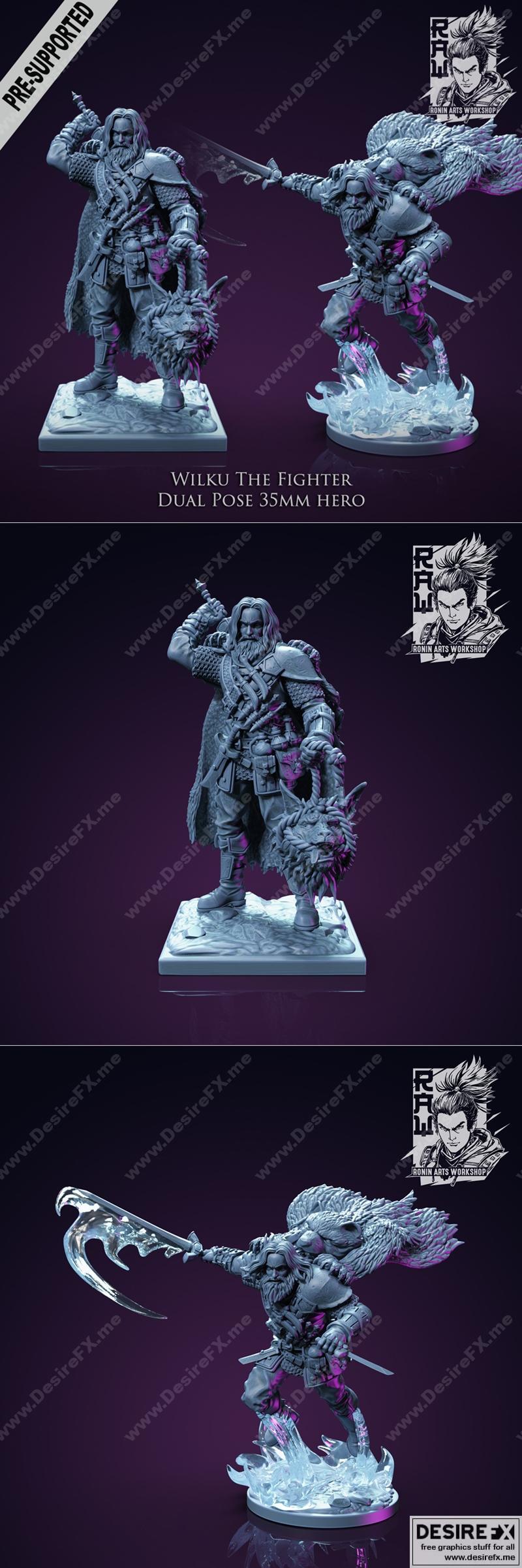 Wilku战士——动作与闲暇姿态的3D打印模型|Wilku The Fighter – Action and Idle Pose Hero – 3D Print Model STL