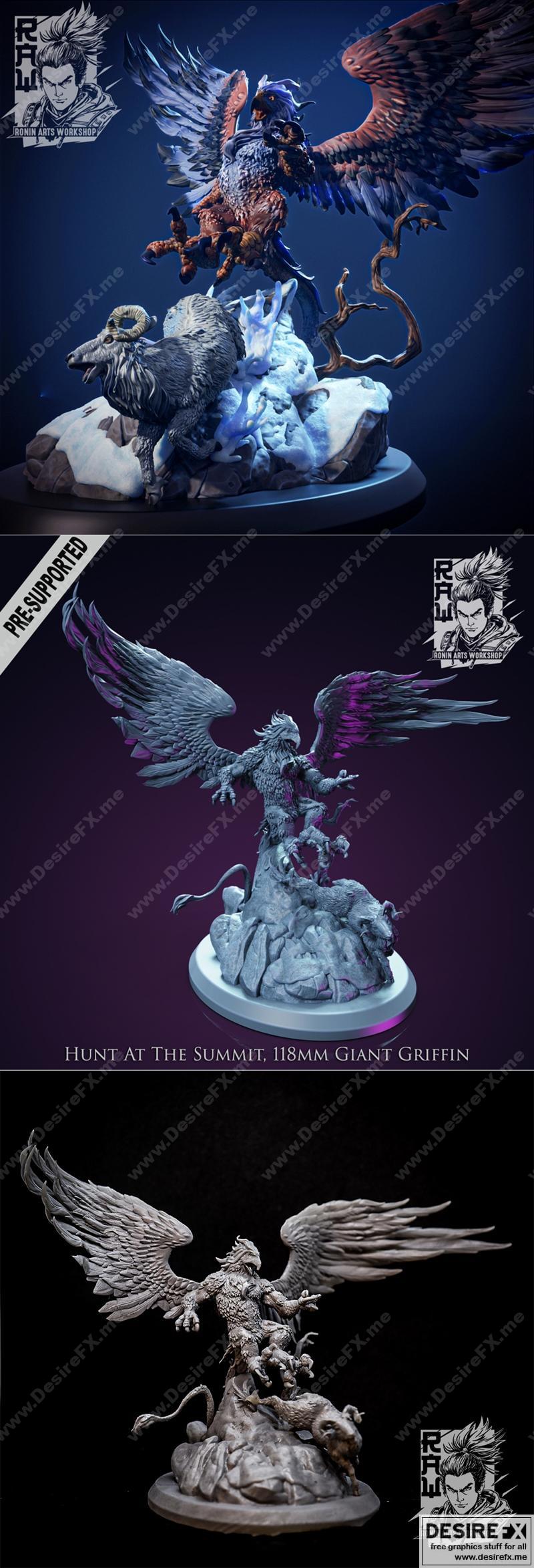 山巅狩猎——巨 Griffin 3D打印模型|Hunt at the Summit – Giant Griffin Diorama – 3D Print Model STL