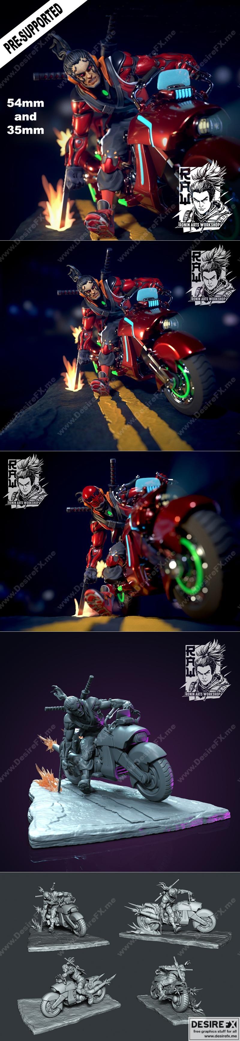 赛博朋克骑车手塔克斯 3D打印模型|Cyberpunk BikerTakeshi – 3D Print Model STL