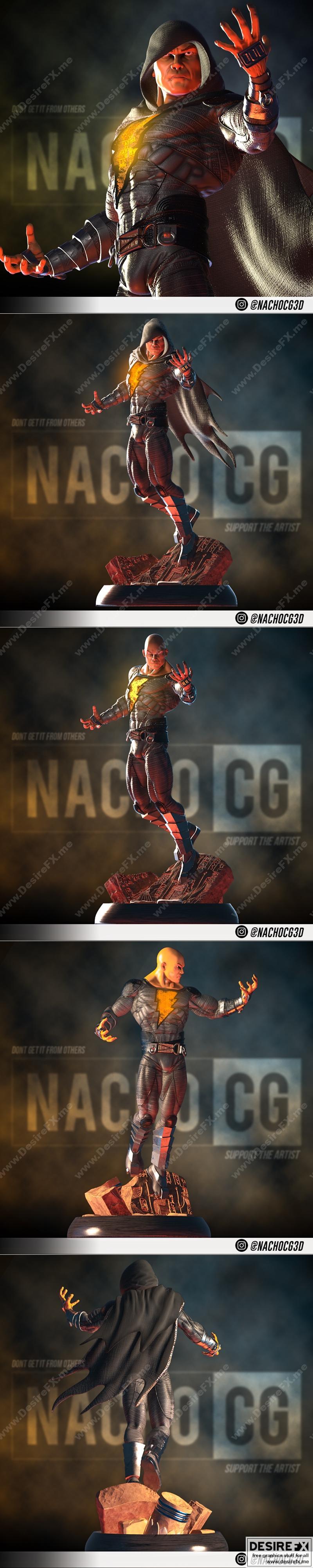 黑亚当3D打印雕像模型|Fan Art Black Adam Statue – 3D Print Model STL